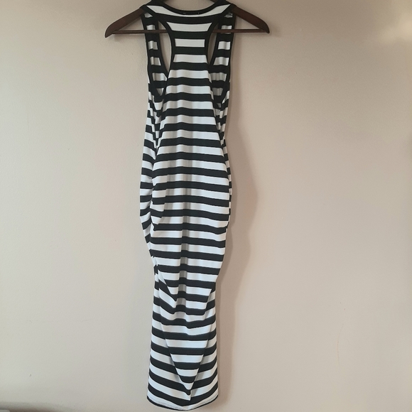 Black White Striped Scrunch Summer Dress - Picture 6 of 8